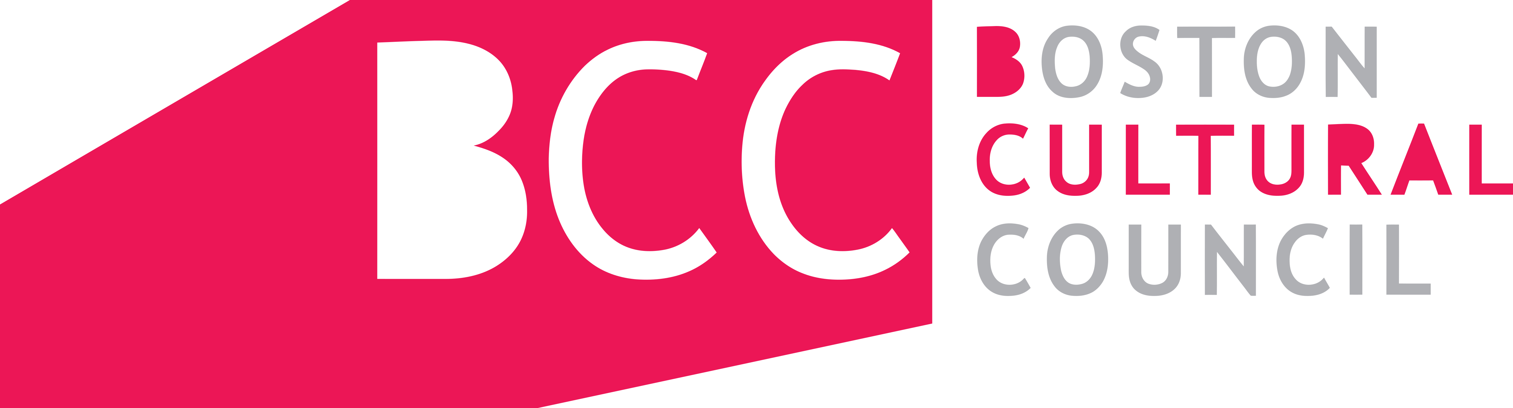 Boston Cultural Council logo white text on red background
