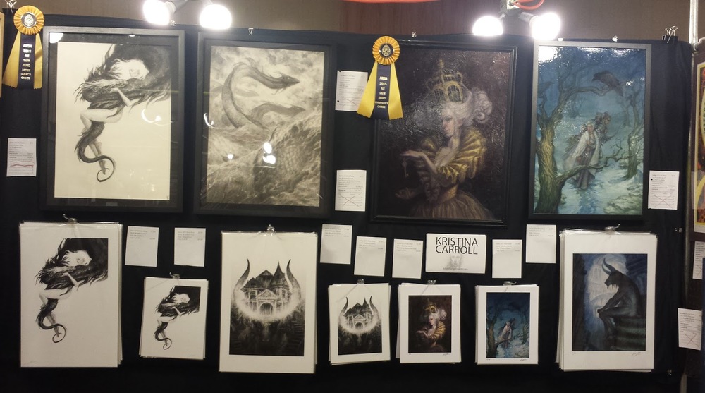 An Arisia Art Show panel with art and multiple prints
